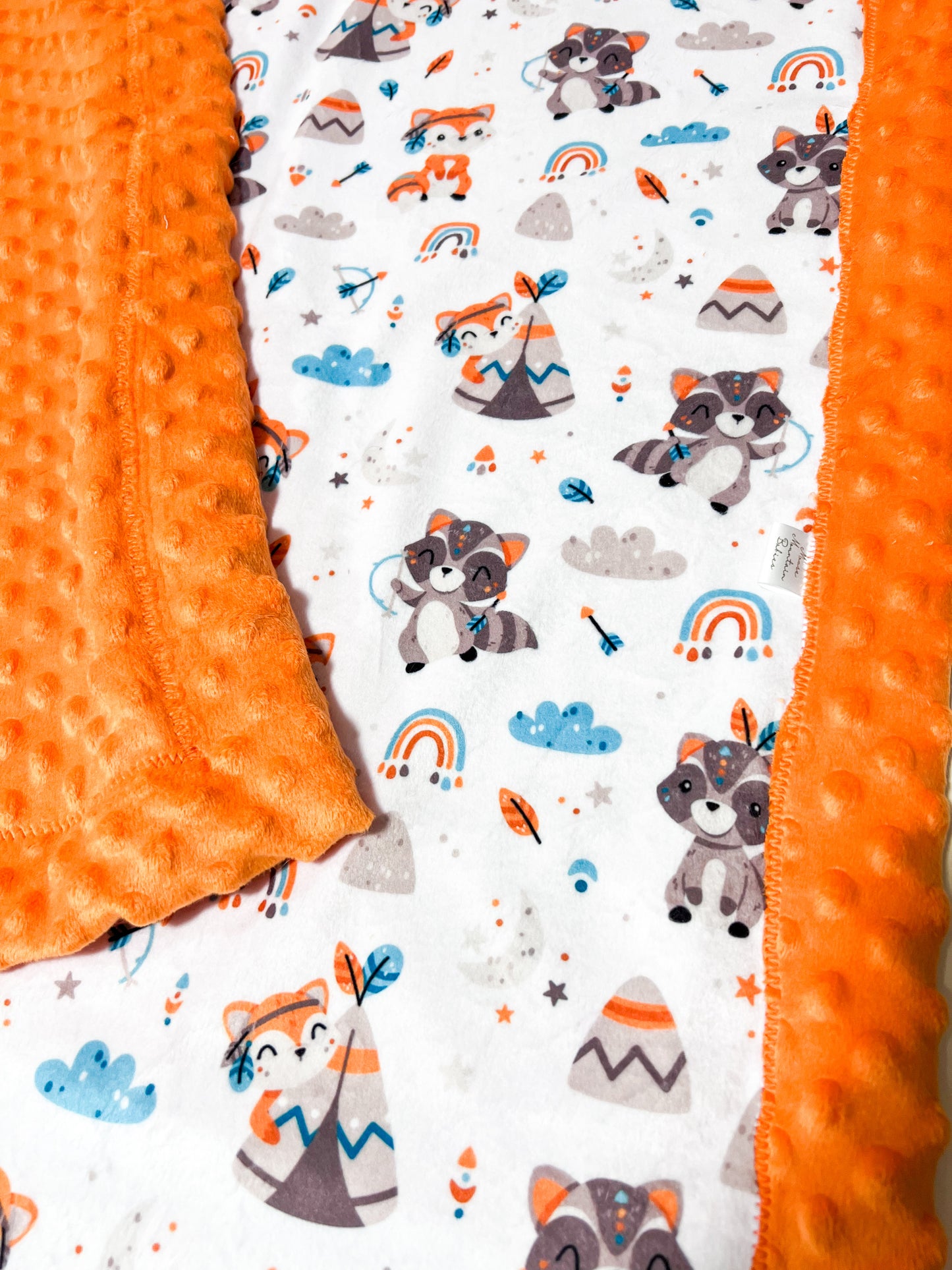 Fox and Racoon Minky Blanket