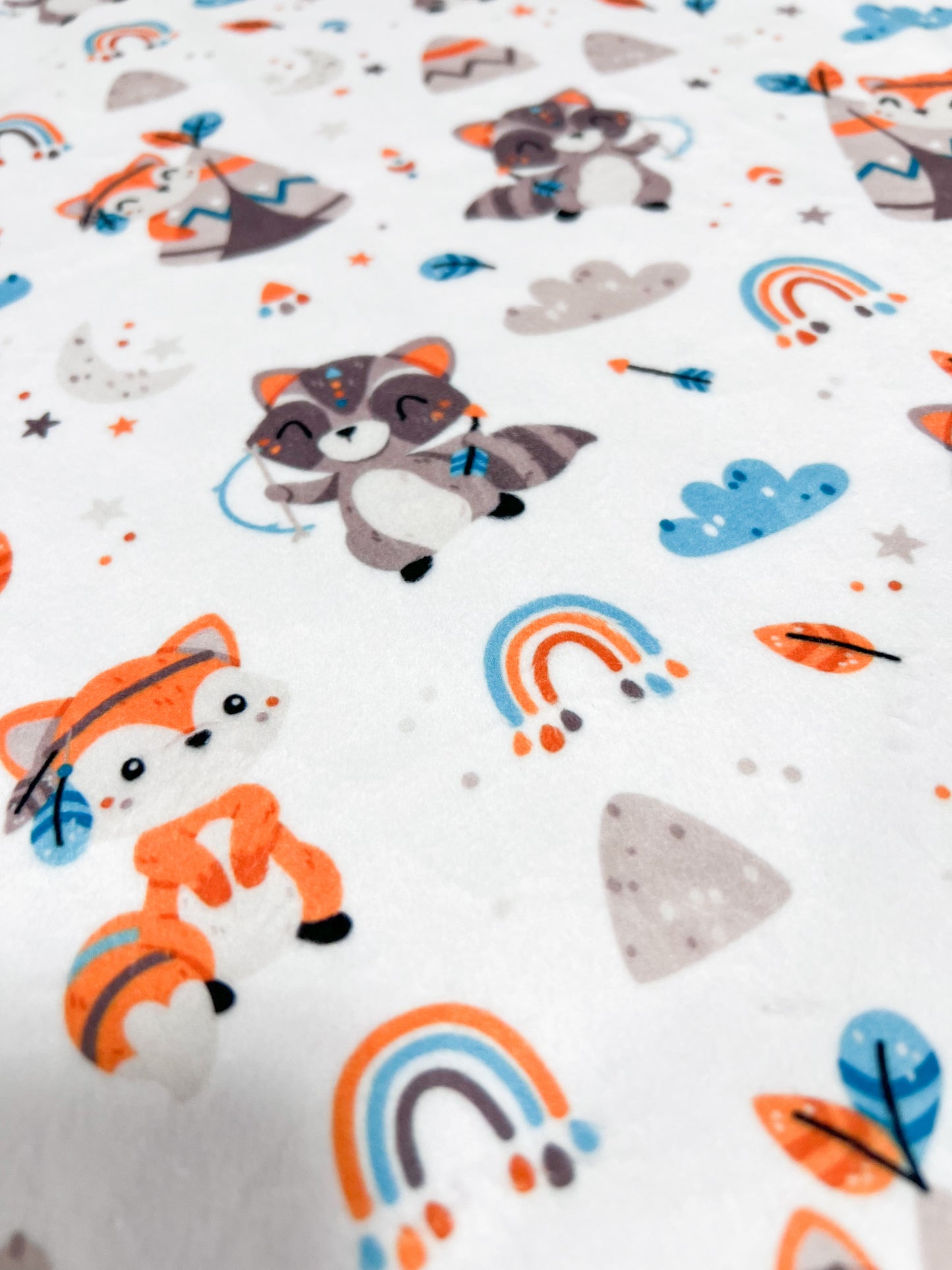 Fox and Racoon Minky Blanket