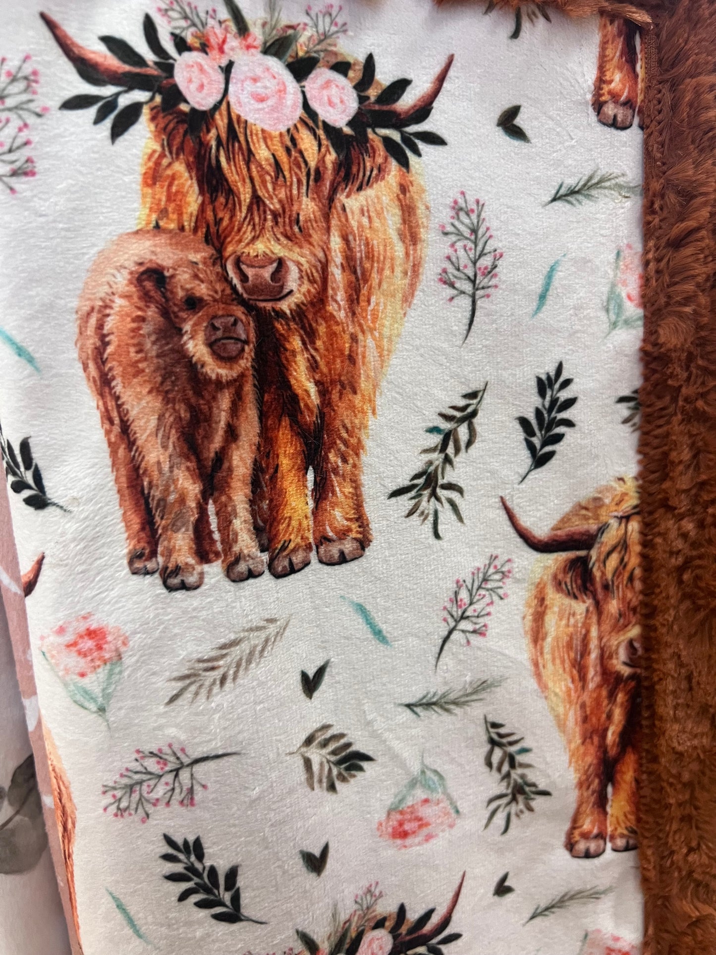 Boho Highland Cow “Coo” Minky