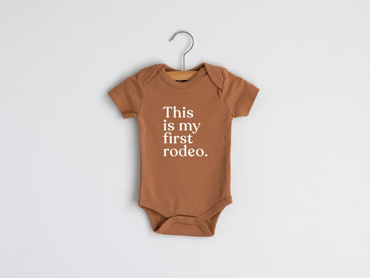 Camel Organic This Is My First Rodeo Modern Baby Bodysuit