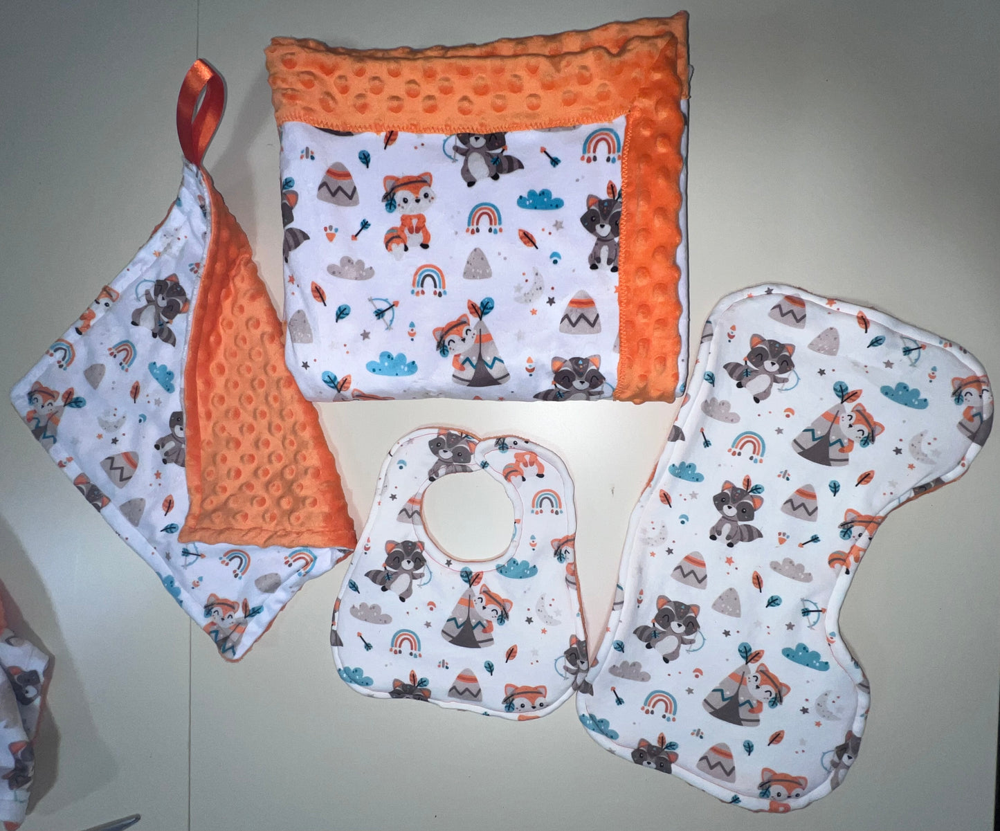 Fox and Racoon Minky Blanket