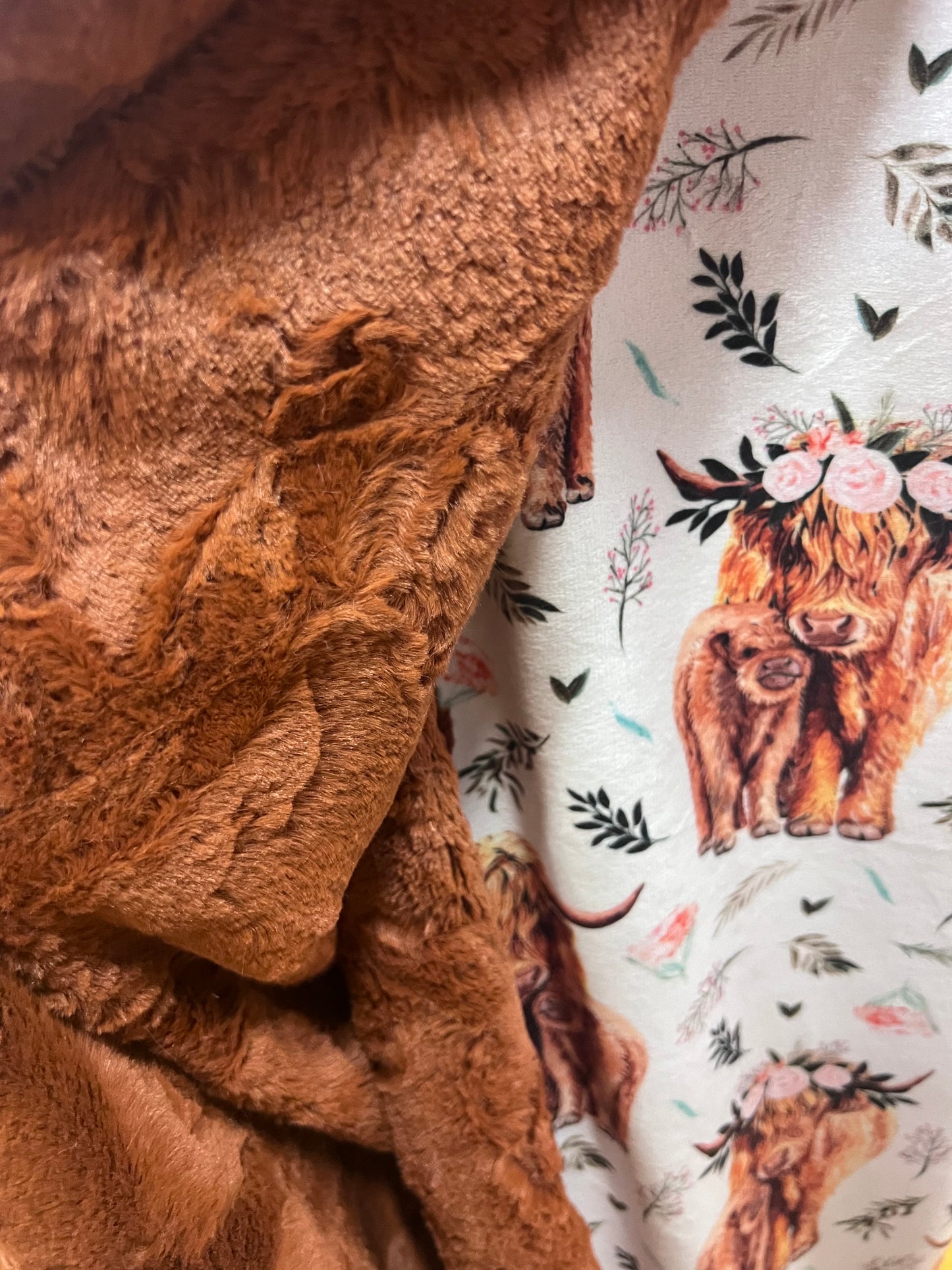 Boho Highland Cow “Coo” Minky