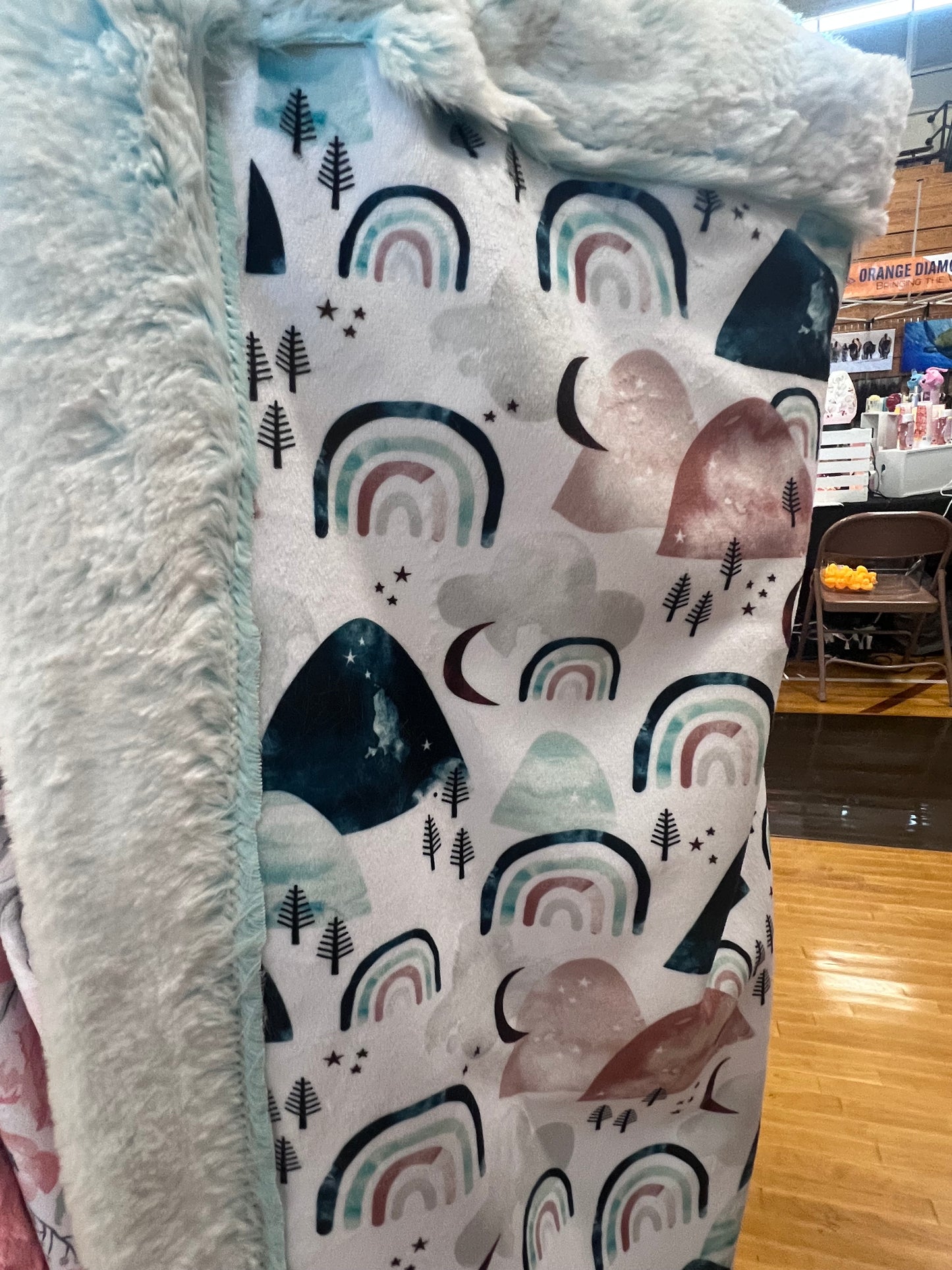 Boho Mountain Rainbow Minky Blanket