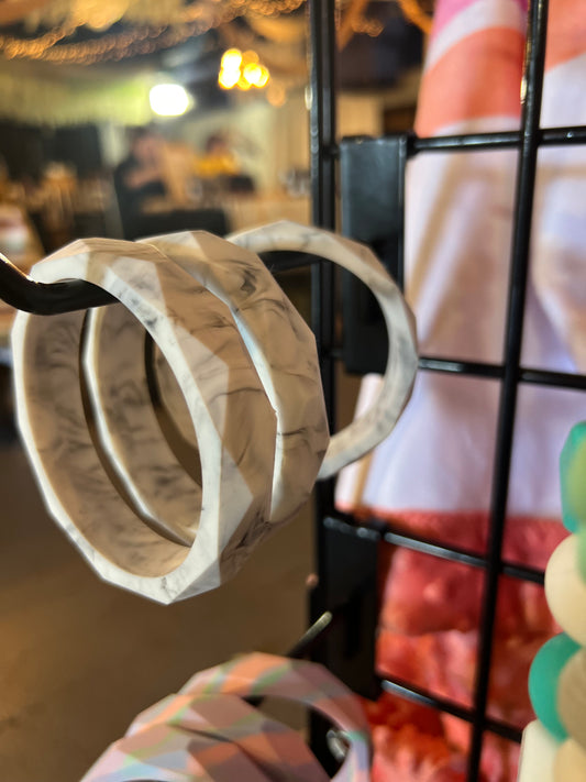Silicone Teething Chewelry Bracelet - White Marble
