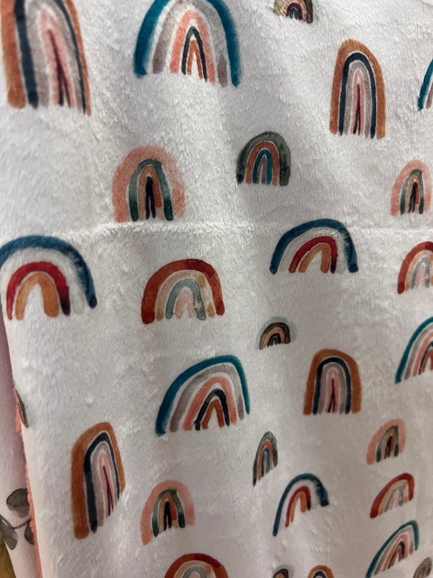 Boho Watercolor Rainbow Minky Blanket