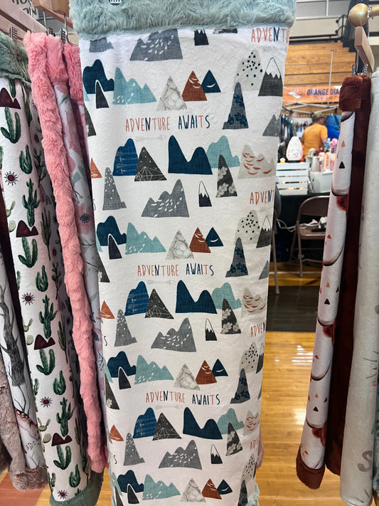 Adventure Awaits Mountain Minky Blanket
