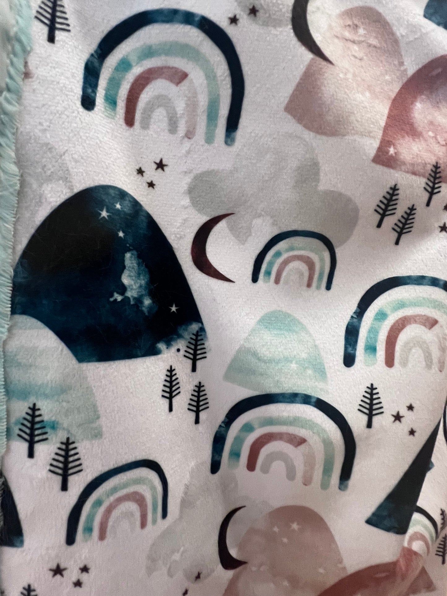 Boho Mountain Rainbow Minky Blanket