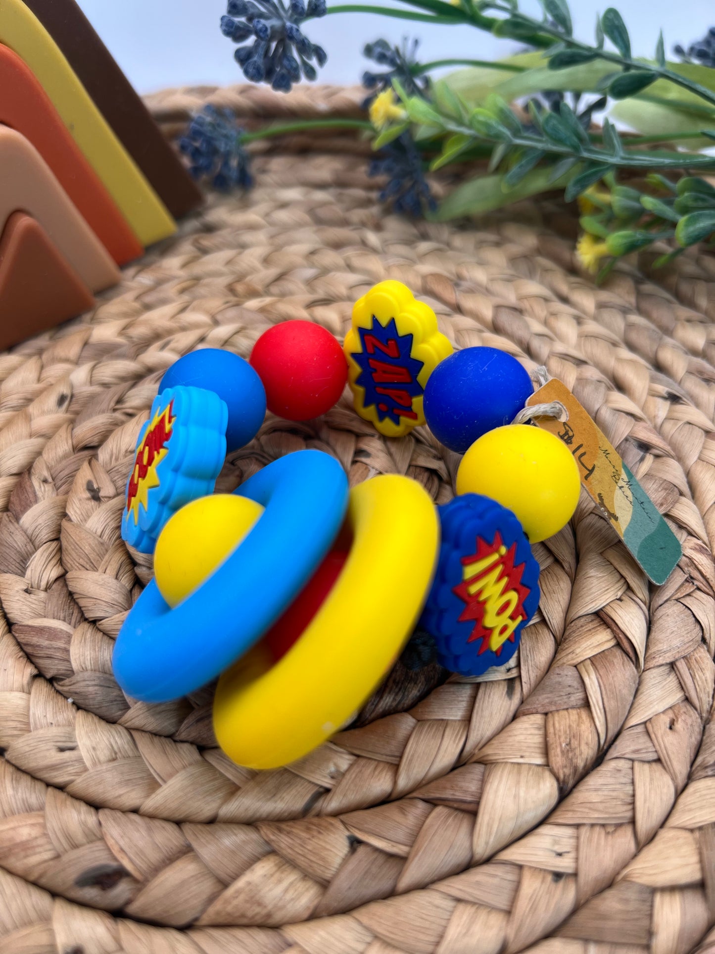 Super Hero Comic Action Bubbles Teether