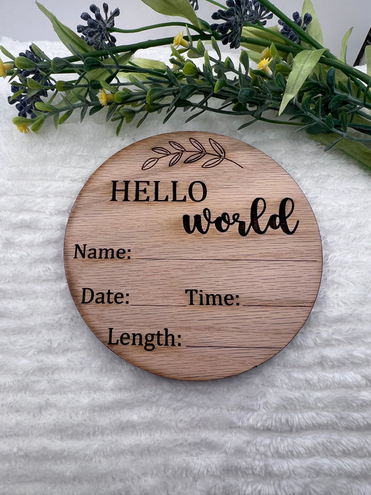 Hello World Greenery Birth Announcement