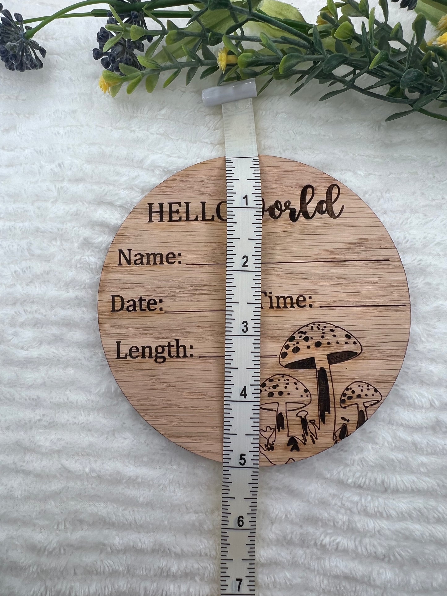 Hello World Greenery Birth Announcement