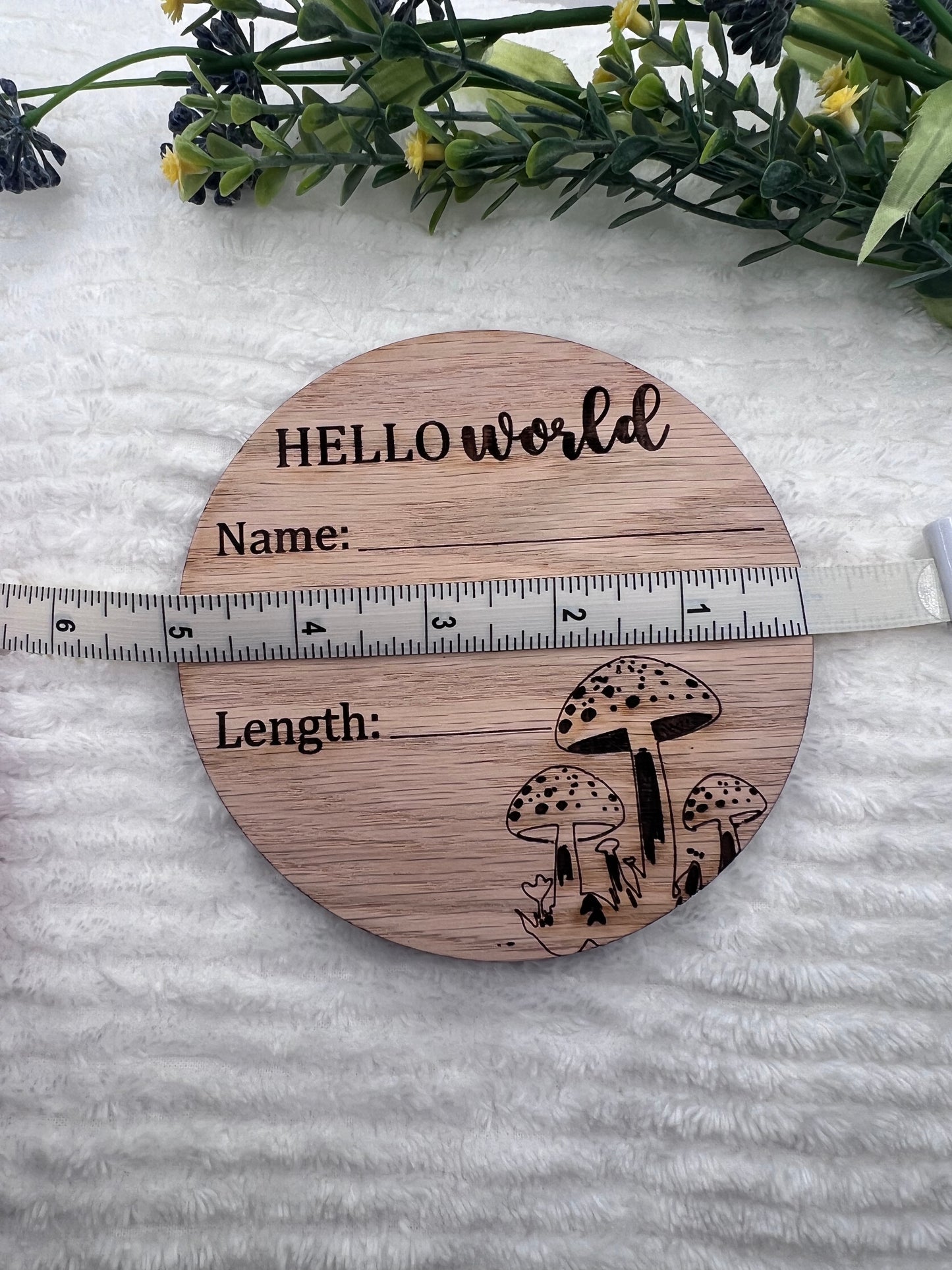 Hello World Mushroom Birth Announcement