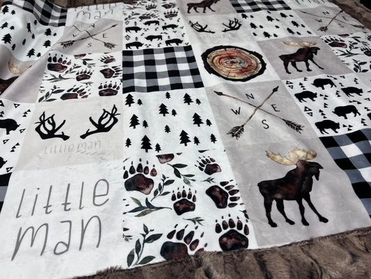 Woodland Little Man Minky Blanket